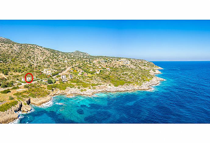 Aerial view showing location of Villa Starfish . - Villa Starfish . (Fotogalerie) }}