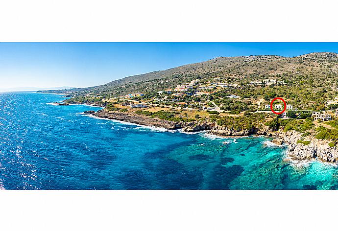 Aerial view showing location of Villa Starfish . - Villa Starfish . (Fotogalerie) }}