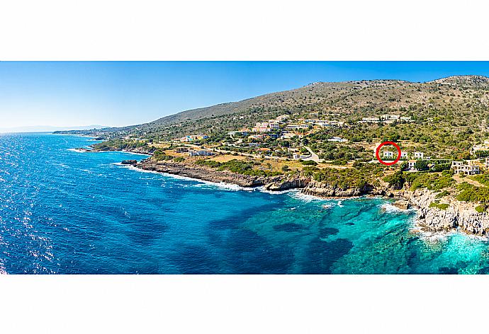 Aerial view showing location of Villa Seashell . - Villa Seashell . (Photo Gallery) }}