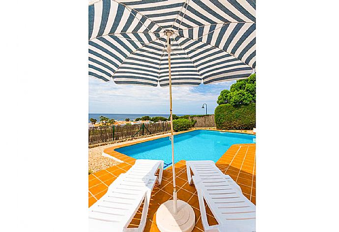 Private pool and terrace with sea views . - Villa Es Llaut . (Galleria fotografica) }}