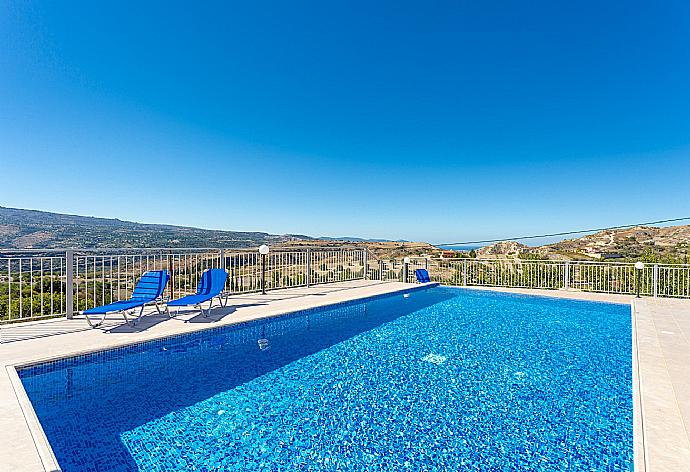 Private pool and terrace with sea views . - Villa Christel . (Photo Gallery) }}