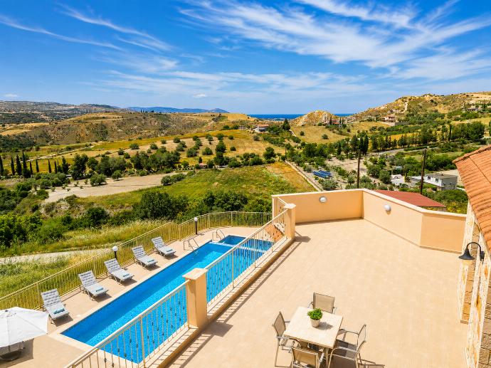 Spacious terrace with a private pool and stunning panoramic countryside and sea views. . - Villa Christel . (Photo Gallery) }}