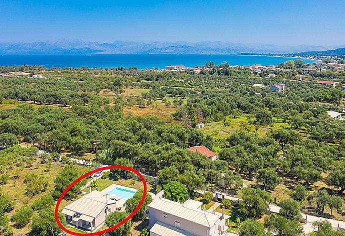 Aerial view showing location of Villa Popi . - Villa Popi . (Photo Gallery) }}