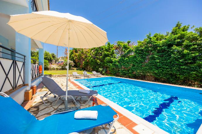 Private pool and terrace . - Skala Villa Blue . (Photo Gallery) }}