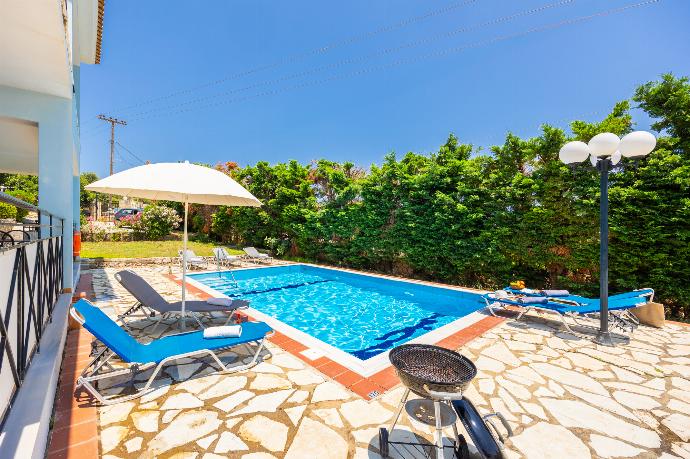 Private pool and terrace . - Skala Villa Blue . (Photo Gallery) }}