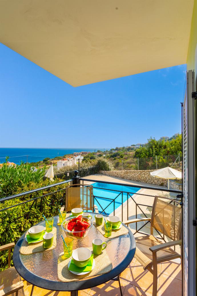 Balcony with sea views . - Skala Villa Green . (Photo Gallery) }}