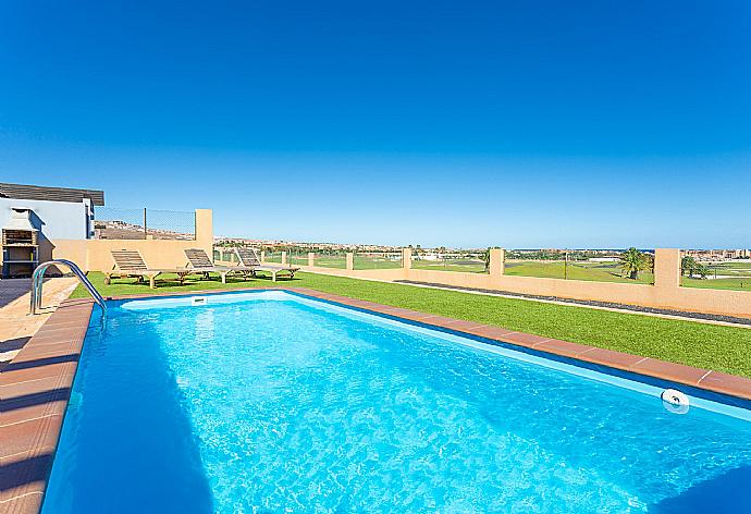 Private pool and terrace with sea views . - Villa Almar . (Photo Gallery) }}