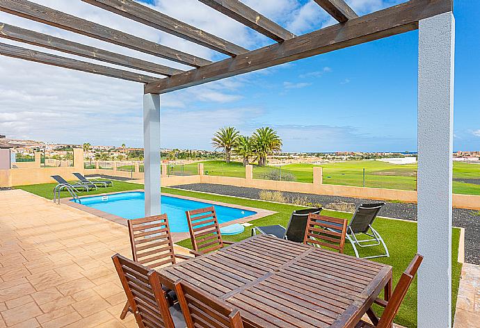 Private pool and terrace with sea views . - Villa Marisol . (Photo Gallery) }}