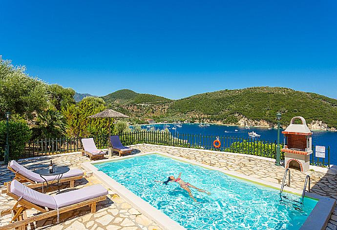 Private pool and terrace with panoramic sea views . - Villa Votsalo . (Photo Gallery) }}