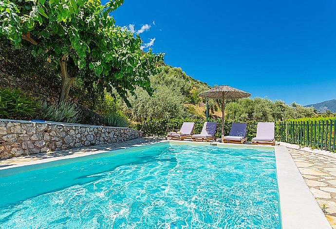 Private pool and terrace with panoramic sea views . - Villa Flisvos . (Photo Gallery) }}