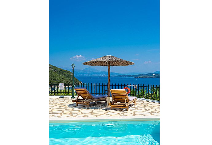 Private pool and terrace with panoramic sea views . - Villa Akrogiali . (Photo Gallery) }}