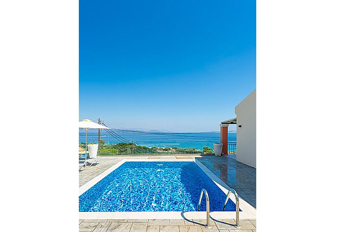 Private pool and terrace with panoramic sea views . - Akti Barbati Villa Tria . (Photo Gallery) }}