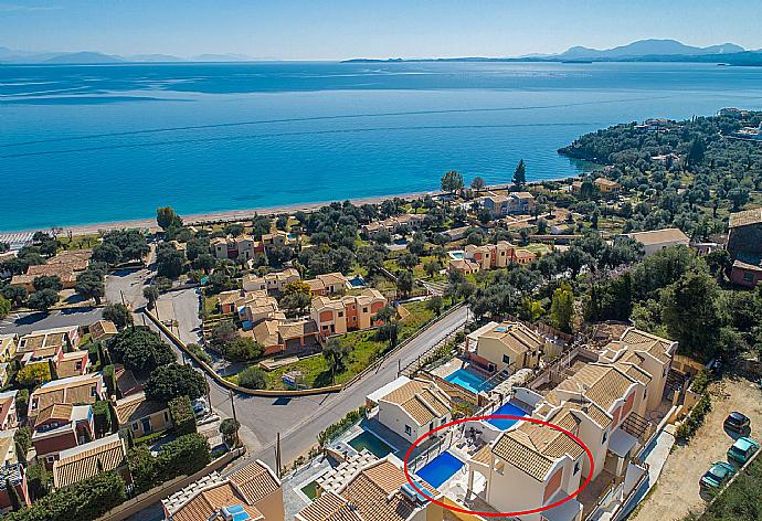 Aerial view showing location of Akti Barbati Villa Ena . - Akti Barbati Villa Ena . (Photo Gallery) }}
