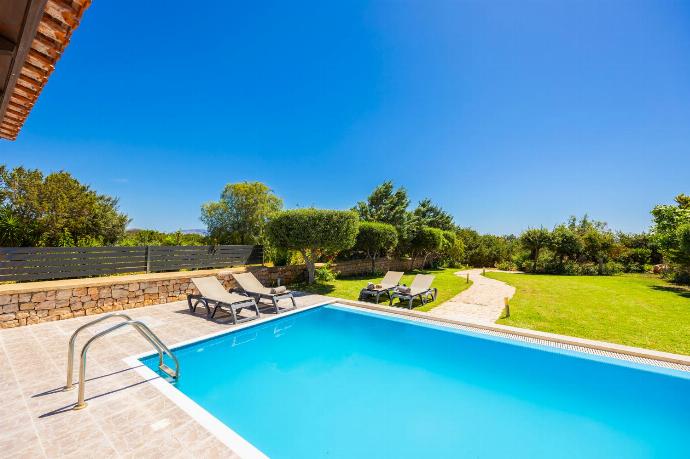 Private pool, terrace, and garden with sea views . - Villa Mediterranean Blue . (Photo Gallery) }}