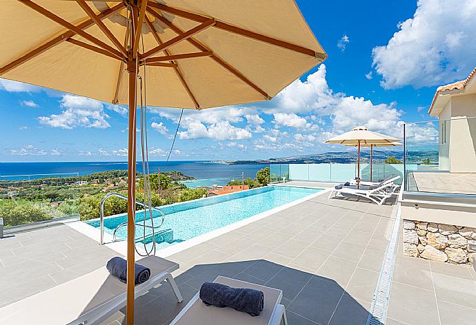 ,Private pool and terrace with panoramic sea views . - Villa Lassi Illios . (Photo Gallery) }}