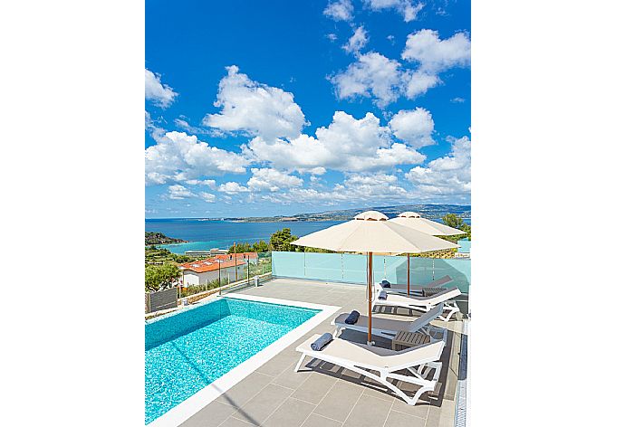 Private pool and terrace with panoramic sea views . - Villa Lassi Illios . (Photo Gallery) }}