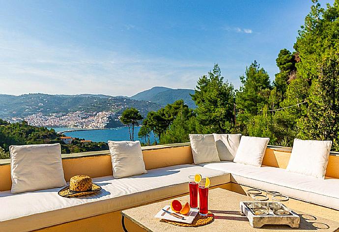 Terrace area with sea views . - Villa Pelago . (Photo Gallery) }}