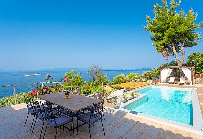 Private pool and terrace area with panoramic sea views . - Villa Diona . (Photo Gallery) }}