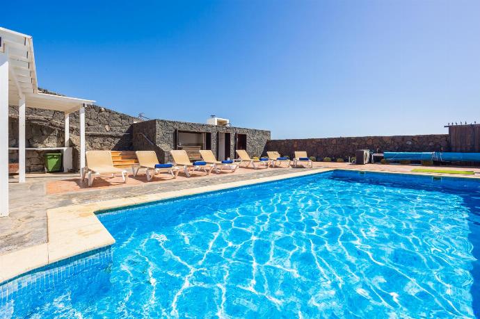 Private pool, terraces, and garden with panoramic sea views . - Villa Oasis de Asomada . (Photo Gallery) }}