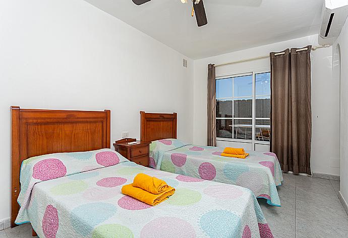 Twin bedroom with en suite bathroom and A/C . - Villa Zoe . (Photo Gallery) }}