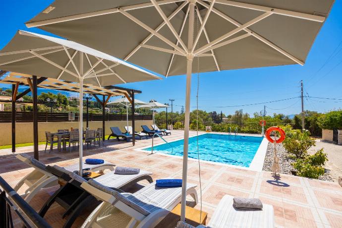 Private pool and terrace with sea views . - Rose Villa . (Photo Gallery) }}