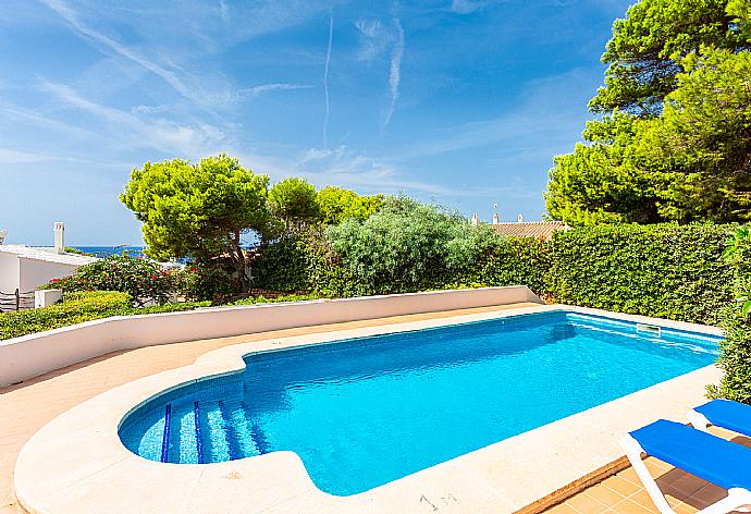 Private pool, terrace, and large garden with sea views . - Villa Binibety . (Galleria fotografica) }}