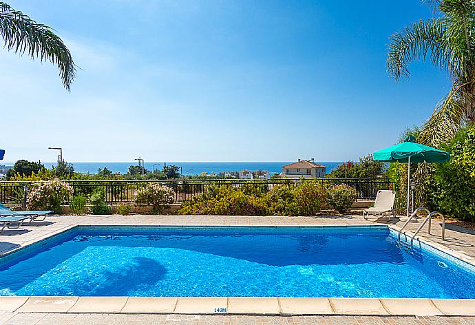 Private pool and terrace with sea views . - Villa Ellada 2 . (Photo Gallery) }}