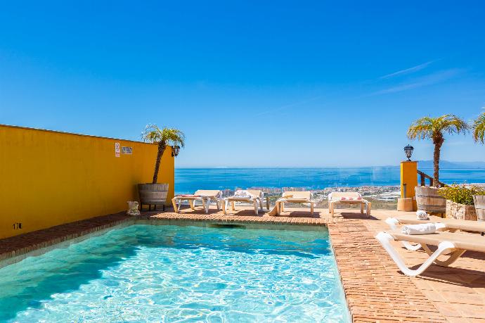Private pool and terrace with sea views . - Villa Benizan . (Photo Gallery) }}
