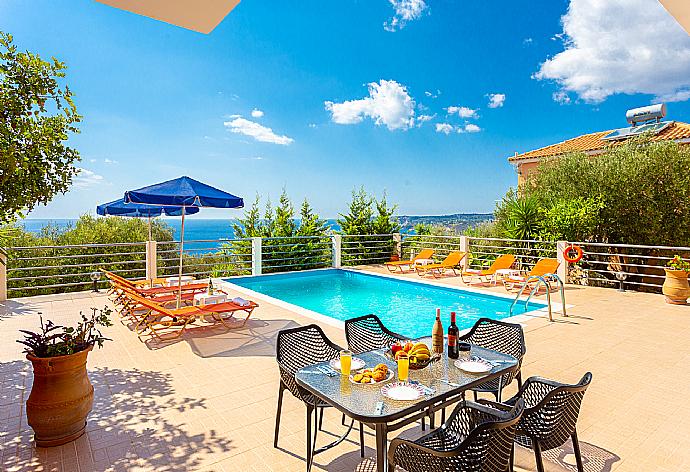 Private pool and terrace with panoramic sea views . - Villa Georgia . (Photo Gallery) }}