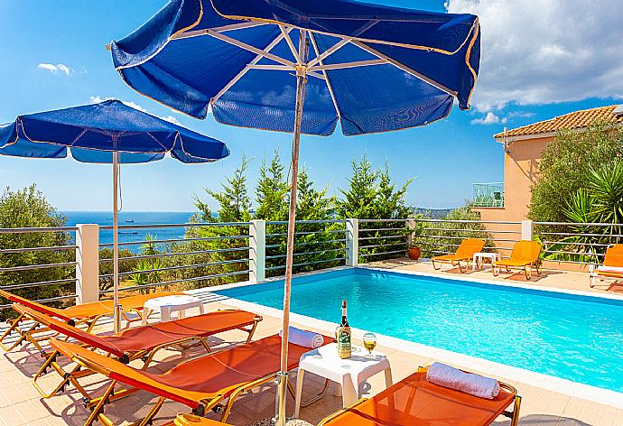 Private pool and terrace with panoramic sea views . - Villa Georgia . (Photo Gallery) }}