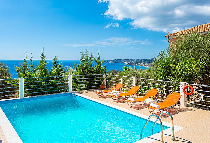 Private pool and terrace with panoramic sea views . - Villa Georgia . (Photo Gallery) }}