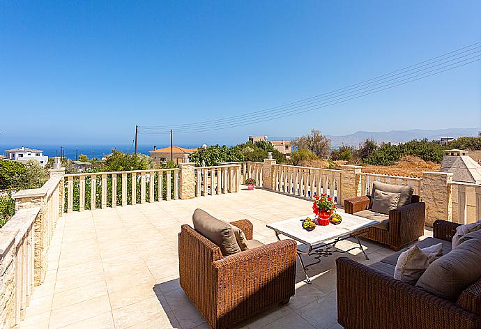 Terrace area with sea views . - Villa Stone House . (Photo Gallery) }}