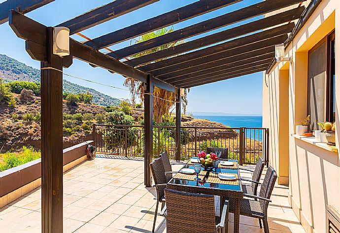 Sheltered terrace area with panoramic sea views . - Villa Mermaid . (Photo Gallery) }}