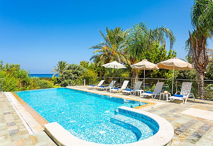 Private infinity pool, terrace, and garden with sea views . - Villa Galene . (Photo Gallery) }}