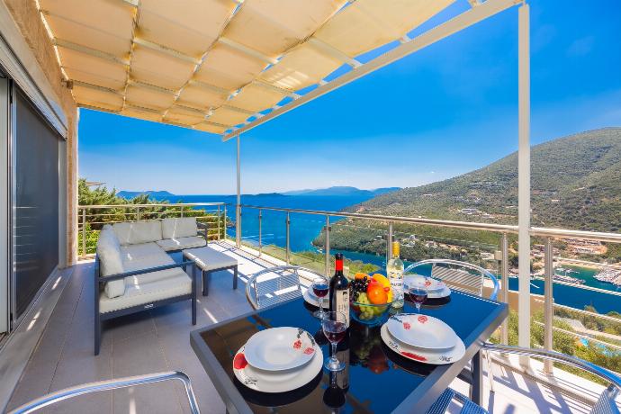 Sheltered balcony area with sea views