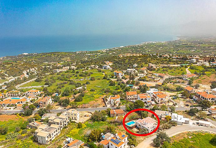 Aerial view showing location of Villa Yiangos . - Yiangos House . (Photo Gallery) }}