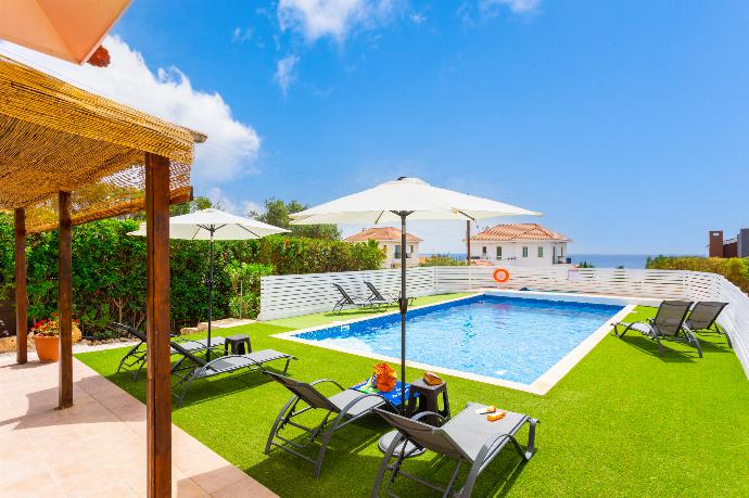 Private pool and terrace with sea views . - Villa Archimedes . (Photo Gallery) }}