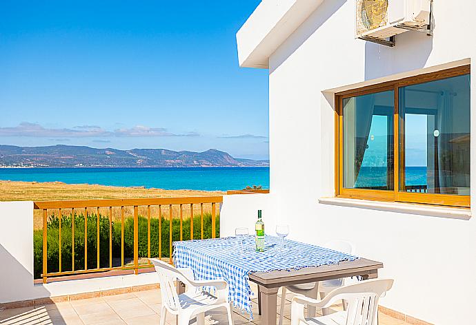 Upper terrace area with sea views . - Blue Bay Villa Nicole . (Photo Gallery) }}