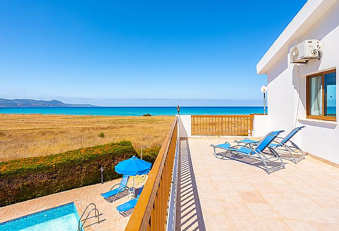 Upper terrace area with sea views . - Blue Bay Villa Thea . (Photo Gallery) }}