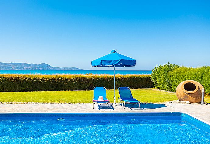 Private pool, terrace, and garden with sea views . - Blue Bay Villa Dimitris . (Photo Gallery) }}