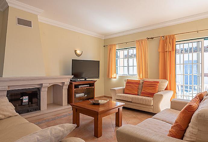 Living room with comfortable sofa, TV and ornamental fire place . - Villa Santa Maria . (Photo Gallery) }}
