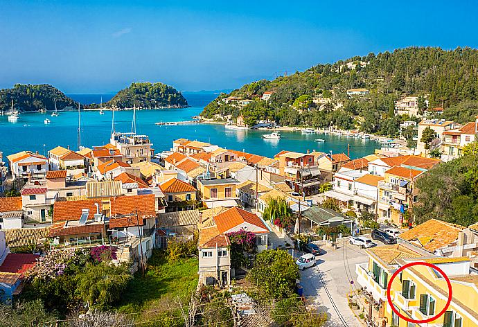 ,Aerial view of Lakka showing location of Niki Studio Dio . - Niki Studio Dio . (Photo Gallery) }}