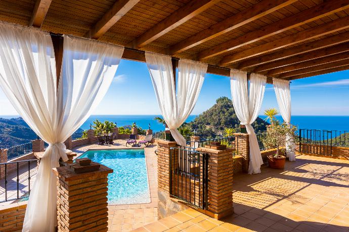 Private pool and terrace with panoramic sea views . - Villa Flores . (Photo Gallery) }}