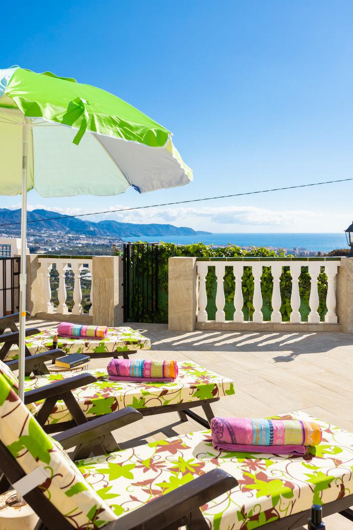 Terrace area with panoramic views of sea and mountains . - Villa Alegria . (Photo Gallery) }}