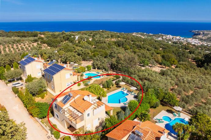 Aerial view showing location of villa . - Villa Anemoni . (Photo Gallery) }}