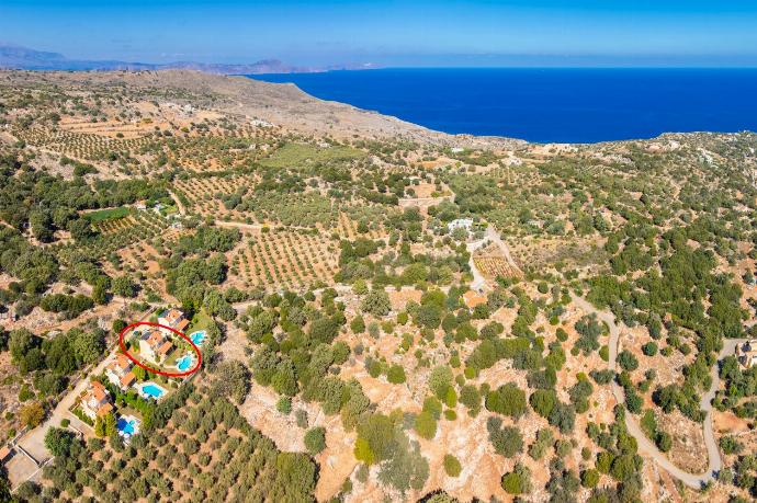 Aerial view showing location of villa . - Villa Chloe . (Photo Gallery) }}