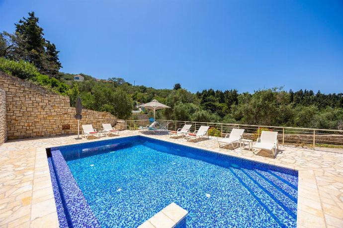 Private pool, terraces, and garden with panoramic sea views . - Villa Ariadne . (Photo Gallery) }}
