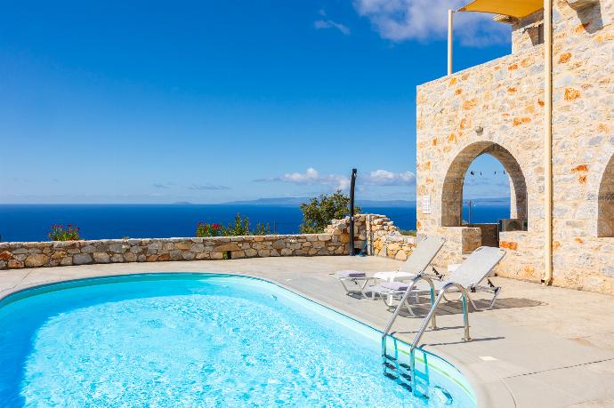 Private pool and terrace with sea views . - Villa Dioni Ena . (Photo Gallery) }}