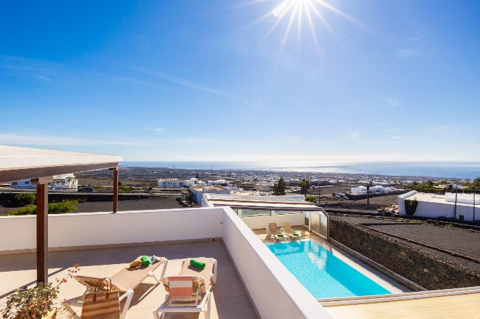 Upper terrace area with sea views . - Villa Asomada . (Photo Gallery) }}