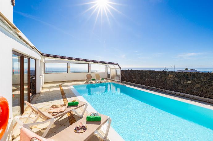 Private pool and terrace with sea views . - Villa Asomada . (Photo Gallery) }}